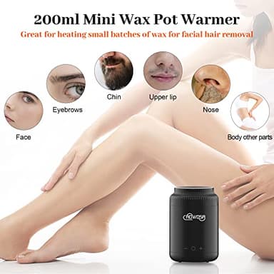 Mini Wax Pot Warmer for Hair Removal, Professional Portable Digital Wax Heater Machine for Facial Body SPA Salon, with 200ml Non-stick Pot, ℃/℉ Switchable Display, 100 Brow Sticks - Image 3