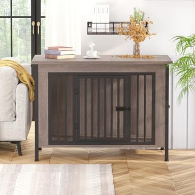 EasyCom Dog Crate Furniture for 1 or 2 Dogs, Heavy Duty Single/Double Dog Crates for Small/Medium/Large Dogs, Dog Kennel Furniture Indoor as TV Stand, Large Size 39.96" L(35-60 Pounds), Oak Grey - Image 4