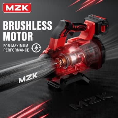 MZK 20V Brushless Leaf Blower, 600CFM Electric Cordless Leaf Blower with 4.0Ah Battery and Fast Charger, Lightweight for Patio Cleaning, Lawn Care, Blowing Fallen Leaves and Dust - Image 4