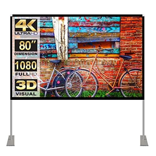 Portable Projector Screen Stand Outdoor: Movie Projection Screen 80 inch 4K HD16:9 Outside Screen with Carry Bag for Home Theater Backyard Cinema Travel Foldable Anti Crease - Image 1