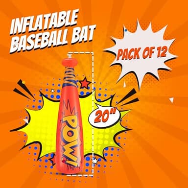 Bedwina Pow Inflatable Baseball Bat - (Pack of 12) 20 Inch Inflatable Toy Bat, Carnival Prizes, Baseball Party Favors Goodie Bag Stuffers, Decorations Party Prizes for Kids - Image 2
