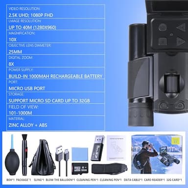 Outdoor Camera Binoculars for Travel & Concerts – 10x Zoom, HD Video, Lightweight Design (Black) - Image 5