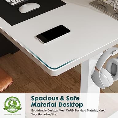 SMUG Standing Desk, Adjustable Height Electric Sit Stand Up Down Computer Table, 40x24 Inch Ergonomic Rising Modern Lift Motorized Gaming Desktop Workstation for Work Home Office, White - Image 6