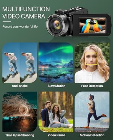 4K Video Camera Camcorder 64MP Vlogging Camera for YouTube 3.0" Touch Screen 18X Digital Zoom IR Night Vision with External Stereo Microphone,Remote,Lens Hood,Handheld Stabilizer,32G Card &2 Batteries - Image 7