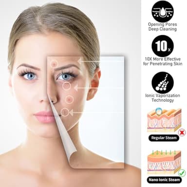 Facial Steamer - DENFANY Nano Ionic Face Steamer with Extendable 360° Rotating Arm - Portable Facial Steamer for Personal Care at Home or Salo (Black) - Image 6