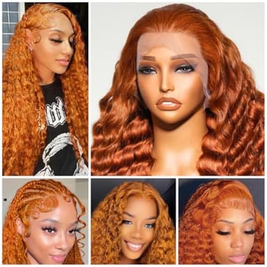 Bilisar 30 Inch Ginger Wig Human Hair 13x6 Deep Wave Lace Front Wigs 200 Density Hd Lace Curly Orange Wig Glueless Wigs Human Hair Pre Plucked Pre Cut With Baby Hair - Image 4