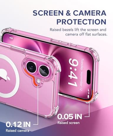 BERFY Compatible with iPhone 16 Case Glitter, [3 in 1] with Screen Protector + Camera Lens Protector, [Non-Yellowing] Clear Sparkle Slim Shockproof Hard Phone Cover for Women 6.1", Transparent - Image 9