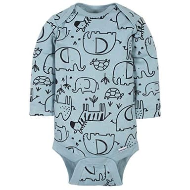 Gerber Baby Boys' 6-Pack Long-Sleeve Onesies Bodysuit, Jungle Blue, 6-9 Months - Image 4