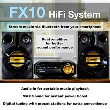 PHILIPS FX10 Bluetooth Stereo System for Home with CD Player , MP3, USB, FM Radio, Bass Reflex Speaker, 230 W, Remote Control Included - Image 3