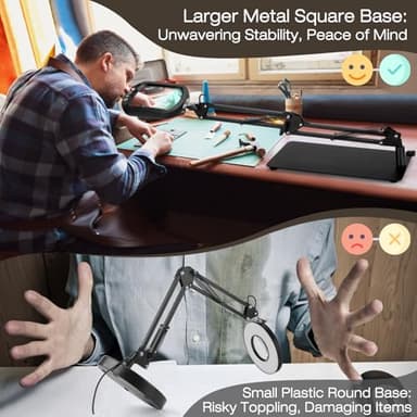 10X Square Magnifying Glass with Light and Stand, Real Glass Lighted Magnifier Hands Free, 5 Color Modes, Brightness Stepless Dimming, 2-in-1 Desk Lamp with Clamp for Close Work, Craft, Hobby, Reading - Image 5