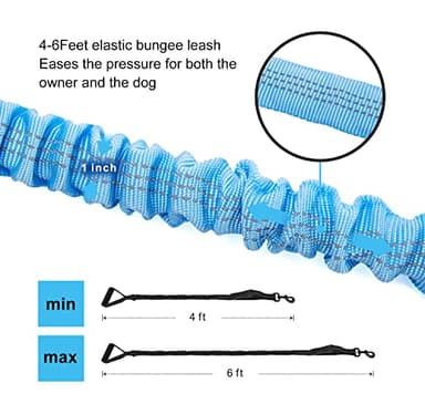 LEADSOM 6FT Highly Reflective Heavy Duty Elastic Bungee Medium and Large Dog Leash Shock Absorbing with Comfortable Padded Handle and Traffic Handle Suitable for Training Light Blue - Image 5