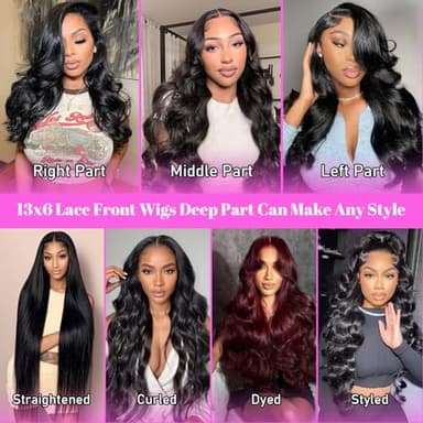 Kebetter 13x6 Lace Front Wigs Human Hair Pre Plucked 200% Density Body Wave HD Lace Front Wigs Human Hair Natural Black Wig For Women(30 inch) - Image 7