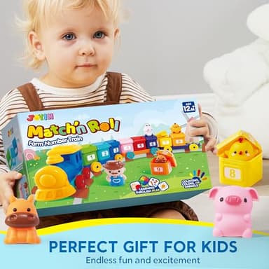 Learning Toy for Toddlers 1 2 3 Years Old, Counting, Matching & Sorting Montessori Learning Farm Train Including 9 Farm Animals and 1 Farmer, Easter Christmas Birthday Gift for Baby Boys Girls - Image 8
