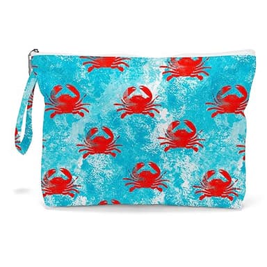 Fokongna Wet Bag, Travel Makeup Bag, Wet Dry Bag, Wet Bag for Swimsuit, Beach Pool Diapers Dirty Yoga Gym Clothes Zipper Pouch for Women Sister Friends Wet Bag Ocean Sea Shells Beach Starfish.349 - Image 1