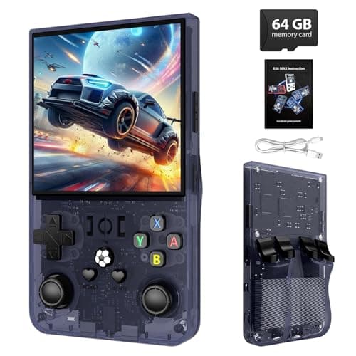 R36MAX Retro Handheld Game Console - 64GB Preloaded Classic Video Games, Support 30+ Simulators, Linux-Powered Portable Game Emulator Console with 4.0-in HD IPS Screen (Transparent Gray) - Image 1