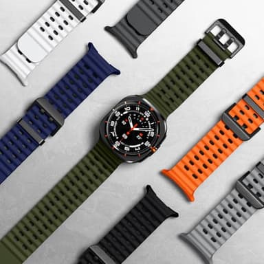 Acextro 6-Pack Marine Sport Band Compatible with Galaxy Watch Ultra Bands 47mm (2025/2024), Samsung Watch 7 Ultra Bands for Men Women, Breathable Ocean Silicone Strap No Gap Design - Image 4