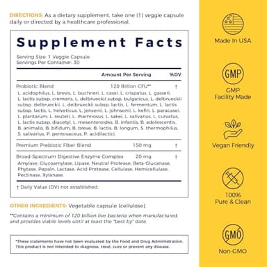 NewRhythm Probiotics 120 Billion CFU 36 Strains, 3-in-1 Probiotics for Digestive Health & Immune Support with Prebiotics & Enzymes, Probioticos for Women & Men, Vegan Targeted Release Supplement, 30ct - Image 8