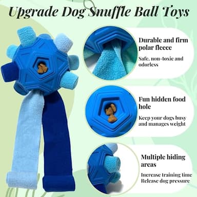CIIVURR Snuffle Ball for Dog Toys Unbreakable Upgrade Ball Interactive Toy Foraging Snuffle Mat Puppy Treat Dispenser Slow Feeder Dog Puzzle Toys for Small, Medium, Large Pets (Blue) - Image 3