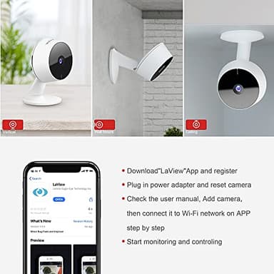 LaView Security Cameras 4pcs, Home Security Camera Indoor 1080P, Wi-Fi Cameras Wired for Pet, Motion Detection, Two-Way Audio, Night Vision, Phone App, Works with Alexa, iOS & Android & Web Access - Image 5