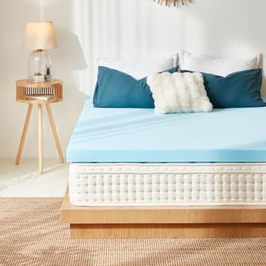 LINSY Queen Memory Foam Mattress Topper, 3 Inch Medium Soft Memory Foam for Back Pain, Cooling Gel Memory Foam Queen Bed Mattress Topper, CertiPUR-US Certified - Image 2