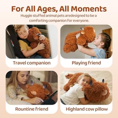 Mewaii 4 Lbs Weighted Stuffed Animals - Heavy Belly & Limbs, 23" Highland Cow Plush for a Realistic Hug, Super Soft Fluffy Plush Toy for Kids and Adults - Image 9