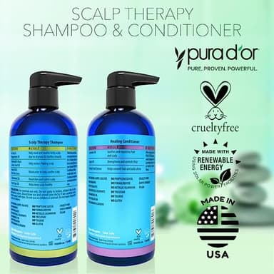 PURA D'OR Scalp Therapy Shampoo & Conditioner Set (16oz x 2) Dry, Itchy Scalp-Hydrates & Nourishes Hair w/Tea Tree, Peppermint, Argan Oil & Biotin, All Hair Type, Men Women (Packaging Varies) - Image 6