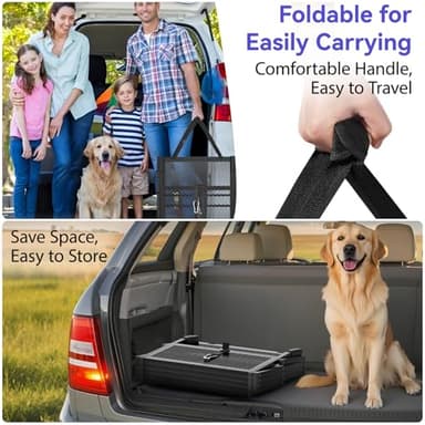 Pawaboo Extra Wide Dog Stairs for Car, Foldable Dog Ramps for Car with Non Slip Surface & Reflective Tape, Heavy Duty Dog Steps for Cars, SUV, Truck, 400lbs Capacity, 14"-35" Adjustable Height - Image 7