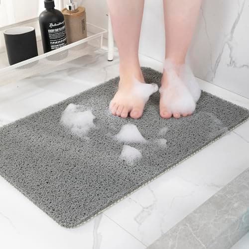 Hargiis Non Slip Bathtub Mat, Anti Slip Shower Mat, Quick Drying Bath Tub Mats, Foot Scrubber Mat, Anti Slip Mat for Tub, Floor, Bathroom, Home, Kitchen, Hotel (Grey 32”x17”) - Image 1