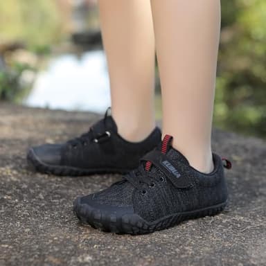 KUBUA Kids Sneakers Boys Girls Barefoot Shoes Naturally Minimalist Zero Drop Splay Shoes for Sports Running Tennis Walking Athletic A Black Size 6 Big Kid - Image 6