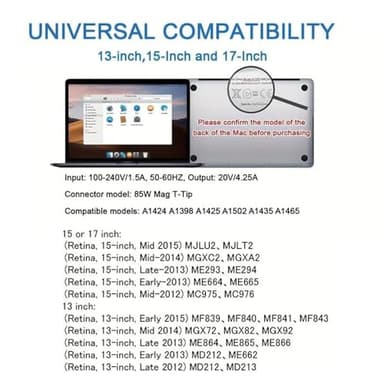 Mac Book Pro Charger - 85W Mag 2 Power Adapter,Compatible with Mac Book Pro 13 & 15 & 17 inch (Between 2012-2017) - Image 6