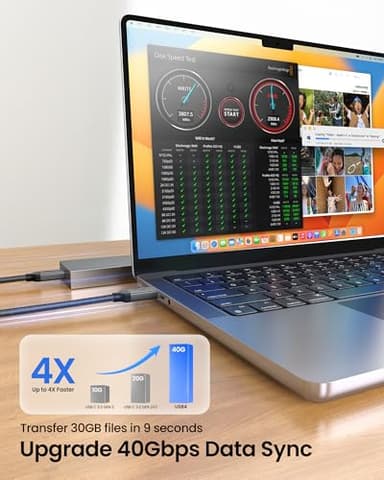 Silkland USB 4 Cable [USB-IF Certified] for Thunderbolt 4 Cable 3.3FT, 40Gbps Data Sync, 8K/5K@60Hz, 240W, USB C Thunderbolt Cable 1M, Compatible for MacBook, SSD, iPhone 17/16, Docking, eGPU, Monitor - Image 3