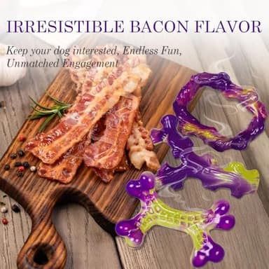 Frienhund Tough Dog Toys for Aggressive Chewers 3 Pack, Indestructible Dog Toy for Large Dogs, Bacon Flavored, Keeps Dogs Busy - Image 4