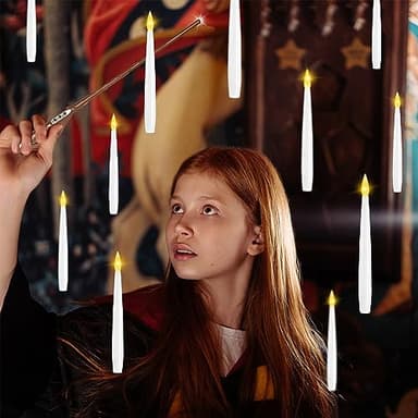 LUSHARBOR Floating Candles with Wand, 20 Pack 2 Wands Halloween Magic Hanging Candles Flameless Floating Candles Battery Operated for Halloween Decorations Gift Idea - Image 5