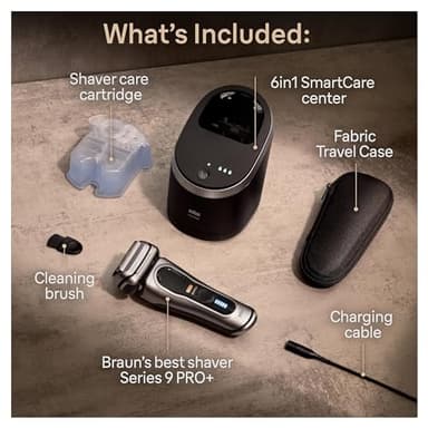 Braun Series 9 PRO+ Electric Razor for Men, 5 Pro Shave Elements & Precision Long Hair Trimmer, 6in1 SmartCare Center, Wet & Dry Electric Razor for Smooth Skin with 60min Battery Runtime, 9567cc - Image 2