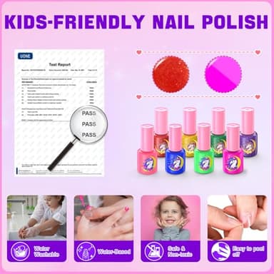 Kids Nail Polish Set for Girls, Non-Toxic Quick Dry Nail Art Salon Kit with Nail Dryer and Peelable Nail Polish,Ideal Gift Toys for Girls Age 3-12 - Image 2