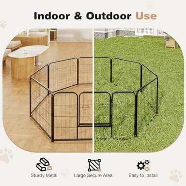 SMUG Heavy-Duty Iron Dog Playpen – 8 Panels 40” Durable, Rust-Resistant Pet Fence for Indoor & Outdoor Use, Secure & Spacious Pet Play Area for Dogs, Puppies & Small Animals - Image 3