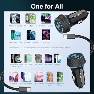 2 Pack 90W USB C Car Charger Super Fast Charging for iPhone 17 Pro Max/Air/16/15/iPad, Samsung Android Phone, Dual 45W PD Port Auto Accessories, 12V Cigarette Lighter Adapter with 3.3 ft Type C Cord - Image 7