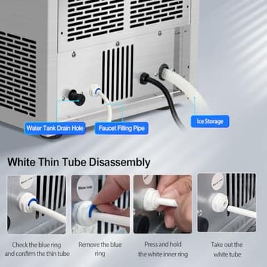 Commercial Ice Maker Machine 90LBS/24H with 18LBS Storage Bin, Stainless Steel Under Counter Large Ice Machine, 2 Water Inlet Modes, Freestanding and Built in Ice Maker for Bars, Home and Offices - Image 8