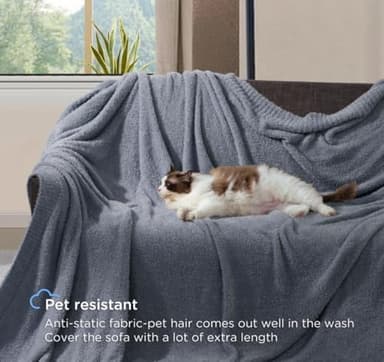 CLOUDS HUG Oversized King Knit Blanket for Couch - Super Soft Extra Large Throw Blankets for Bed， Fluffy Fuzzy Plush Lightweight Cozy Blanket，Dark Grey，120" x 120" - Image 4