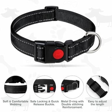 Martingale Collar for Dogs, Reflective Nylon Dog Collar with One 70.86 in Long Dog Leash, Quick Release Buckle, Adjustable Nylon Collars for Dogs Walking Training (Black M - Image 4