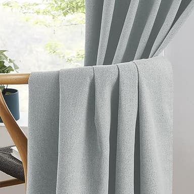 KEQIAOSUOCAI Living Room Full Shade Linen Curtain Panels, High-End Completely Blackout Drapes 96 Inches Drop for Shift Worker and Light Sleepers, Light Gray Back Tab Hook Belt, 50x96, 2 PCs - Image 5