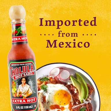 Cholula Hot Sauce, Extra Hot, Product of Mexico, Blend of Arbol & Piquin Peppers for Bringing Extra Hot Heat to Tacos, Eggs, Pizza and More, 5 fl oz - Image 19