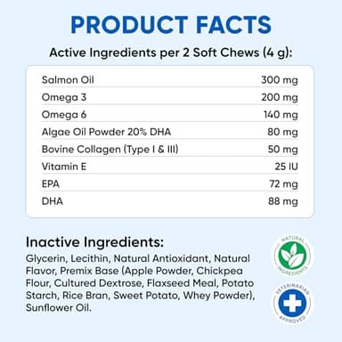 Omega 3 Fish Oil for Dogs Chews - Dog Skin & Coat Supplement for Itch Relief, Hot Spot Treatment - USA Product - Salmon Oil for Dogs Itching Skin Relief, Shedding, Hip & Joint Health - 120 Soft Treats - Image 8
