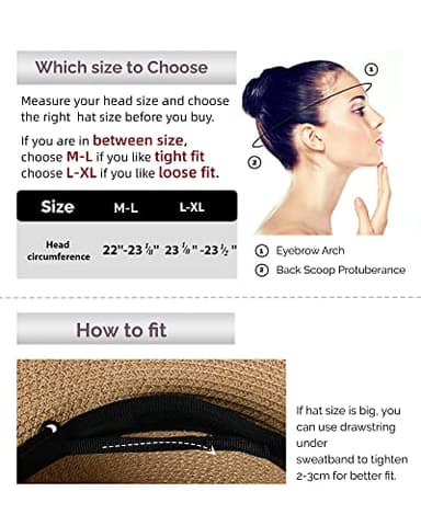 FURTALK Womens Wide Brim Sun Hat with Wind Lanyard UPF Summer Straw Sun Hats for Women Khaki - Image 3