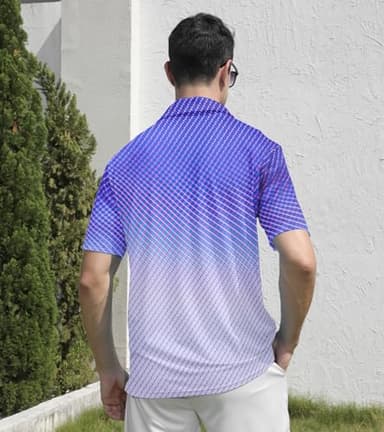 uideazone Mens Funny Golf Shirts Athletic Purple Gradient Dot Polo Shirt Performance Moisture Wicking Golf Polo Short Sleeve - Image 3