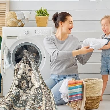 TOPRUUG Washable Oriental Area Rug - 10x14 Rugs for Living Room Soft Carpet for Bedroom Waterproof Floral Distressed Indoor Stain Resistant Non-Shedding Floor Carpets (Blue, 10X14) - Image 5