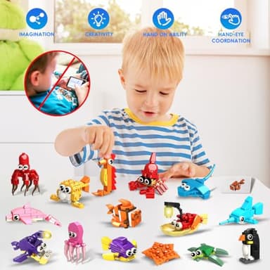 HOGOKIDS 24 Pack Party Favors for Kids Building Set - 629PCS Marine Animals Building Blocks Toy for Goodie Bag Stuffers Classroom Prizes, Valentines Day Easter Birthday Gift for Boys Girls Ages 6-12 - Image 9
