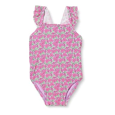 Amazon Essentials Baby Girls' Frill One-Piece Swimsuit, Lilac Hot Pink Posey Floral, 6-9 Months - Image 1