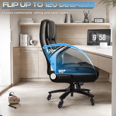 VITESSE 600lbs Big and Tall Office Chair with Flip up Armrest, Large Heavy Duty with Ergonomic Lumbar Support, Executive Office Chair for Heavy People with Quiet Rubber Wheel (Black) - Image 5