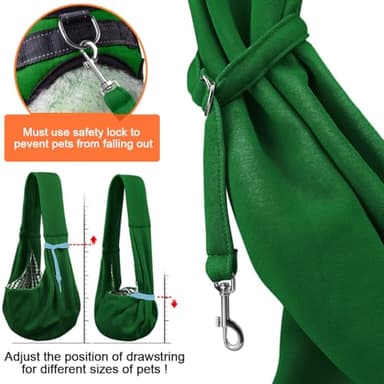 Tomkas Small Dog Sling Carrier - Classic Pocket & Classic Strap - for 3-10 lbs Pets(Emerald Green) - Image 4